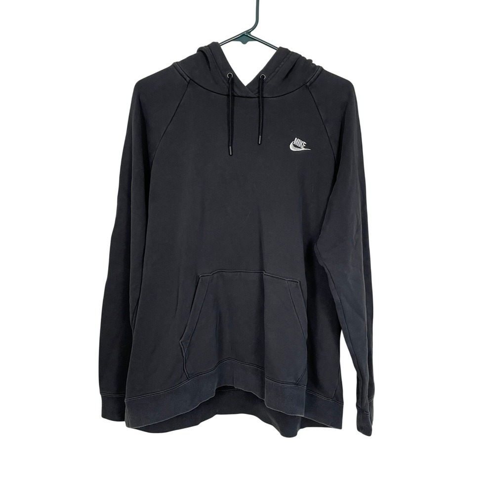 Nike Club Fleece Hoodie Black Embroidered Logo Raglan Sleeve Women XL Athleisure